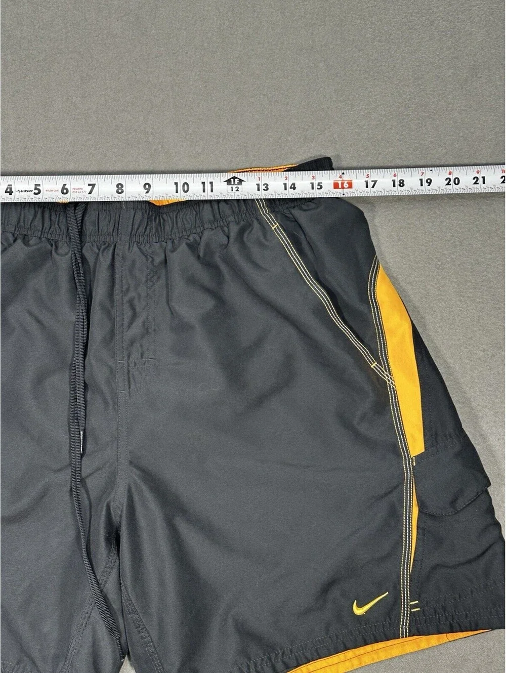 Nike Mens Swim Trunks Black Yellow Lined Board Shorts XL Drawstring